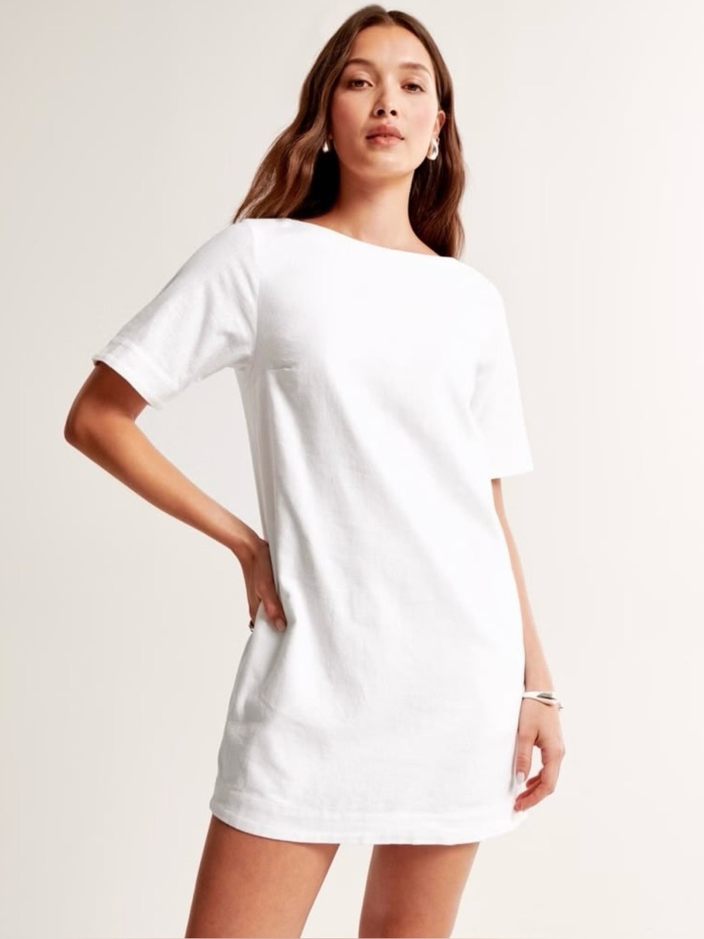 Abercrombie & Fitch White Linen Blend Short Sleeve Shift Dress W/ Pockets XLT